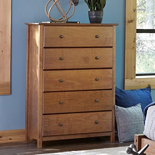 Roundhill Furniture Laveno Wood 5Drawer Chest, White