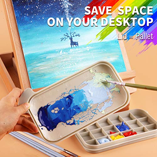 Martol Multi-Use Paint Brush Basin With Brushes Holder,Washer,Trays,Palette Box-Artist Cleaner Cup For Watercolor Oil Acrylic Gouache Painting With Lid #TOP4