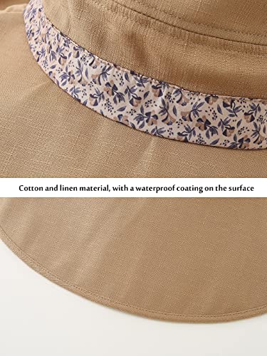 Sun Hats For Women Foldable Wide Birm Boonie Hat Adjustable Uv Protection Fishing Hiking Hat With Windproof Tether Khaki #TOP2