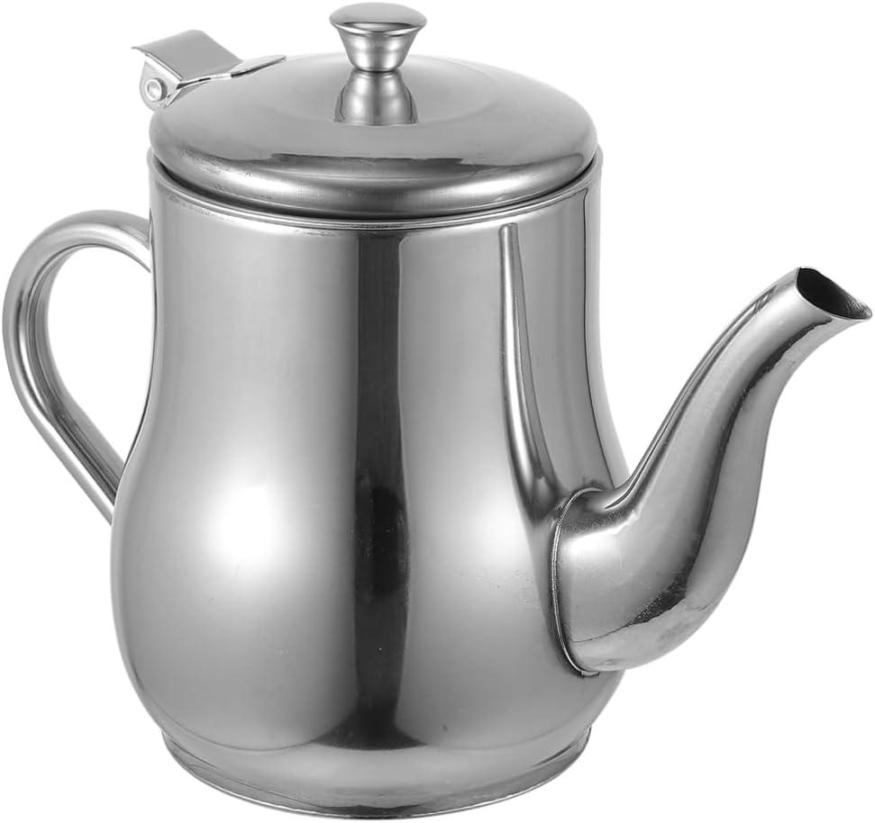 PRETYZOOM Stainless Steel Oil Storage Pot with Strainer 13 Ounces