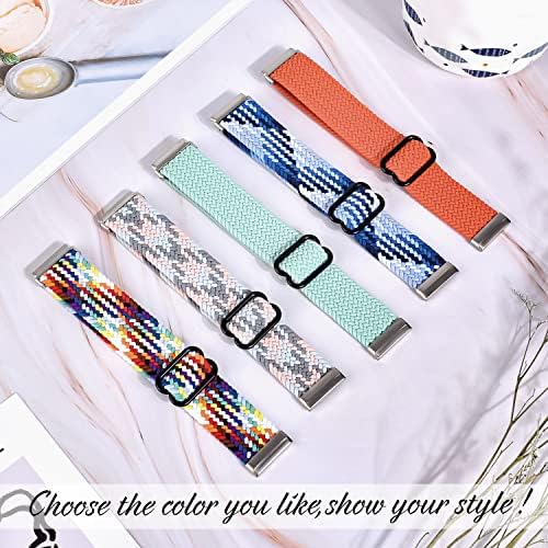 Seorsok Braided Solo Loop Band Compatible with Fitbit Versa 3/Fitbit Sense, Breathable Elastic Soft Nylon Adjustable Sport Band Strap Replacement Band for Fitbit Versa 3/Fitbit Sense Band, Women Men - 4