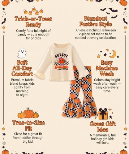 Image of Unique Baby 2 Piece Girls Double Bell Bottom Leggings Outfit with Long Sleeved Shirt Kid and Toddler Clothes Set