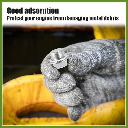 HOPESPANNER 2 Pcs M22 x 1.5 Steel Engine Oil Drain Plug Screw with Seal Ring for GM Silver Tone Replace Parts Vehicle Components - Thumbnail 3