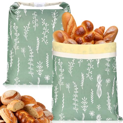 Yiyiring 2 Pcs XL Beeswax Bread Bags for Sourdough, Flowers