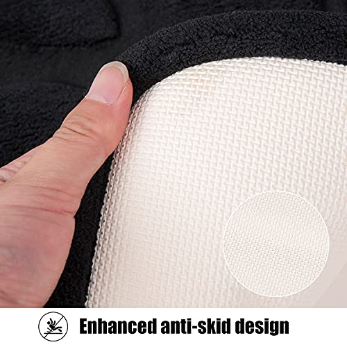 Memory Foam Gray Bath Mat Velvet Bathroom Rug Carpet Non Slip Bath Rugs 16"X24" Absorbent Soft Fleece Bath Rug Machine Wash For Bathroom,Bedroom, Living Room (16"*24", W-Black) #TOP2