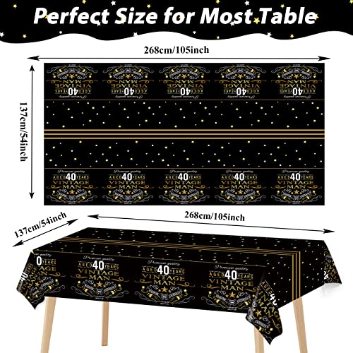 3Pcs Vintage 40Th Tablecloth Vintage Table Cloth Party Supplies Back In 1983 40Th Birthday Party Plastic Table Cover Cheers To 40 Years Party Decorations For Black Gold Outdoor Indoor 105 X 54 Inch #TOP1