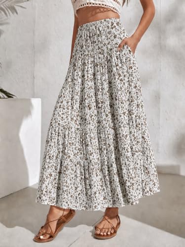 Zeagoo Women's Chiffon Tiered Skirts Maxi Skirt with Pockets Summer Flowy Long Casual A Line Beach Outfits for Women 2026 Midi Skirts — view 3