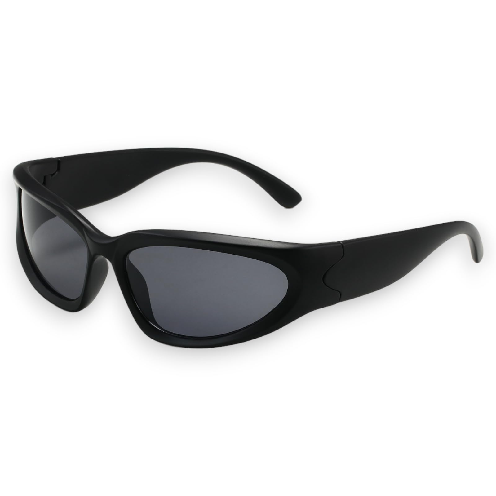 milramtob Y2K Wrap Around Sunglasses Black Shades Sporty Glasses