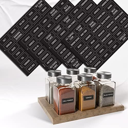 colortouch Spice Labels for Jars, Spice Stickers, 80 Pcs, Waterproof Spice Jar Labels Preprinted for Kitchen Organization and Pantry Storage, Transparent Black Seasoning Sticker, Sticky, Rund