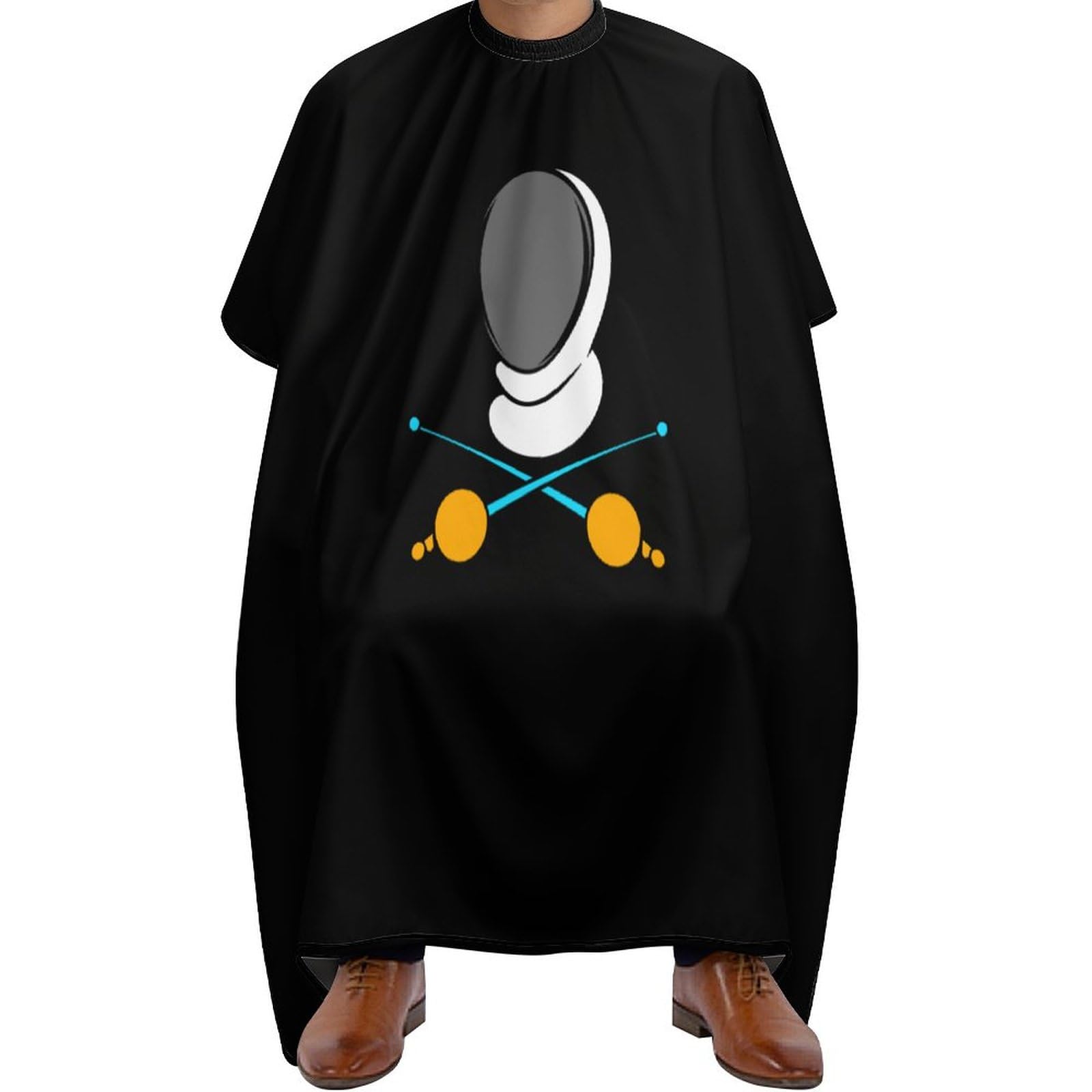 Fencing Swords And-helmet Mask Hair Cutting Cape for Men Women Waterproof Barber Cape Adjustable Salon Haircut Capes