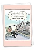 NobleWorks - 1 Funny Cartoon Birthday Greeting Card - Comic Humor, Happy Birthdays Celebration Card - Elephant in Room C9289BDG