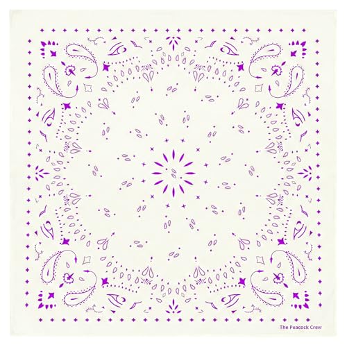 The Peacock Crew Off White Bandana With Lilac Paisley in Premium Soft Cotton Gift Kraft Pack Coconut Milk