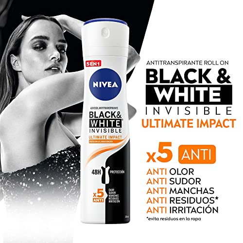 NIVEA Lot de 6 déodorants en spray Invisible Black & White Ultimate Impact 150 ml