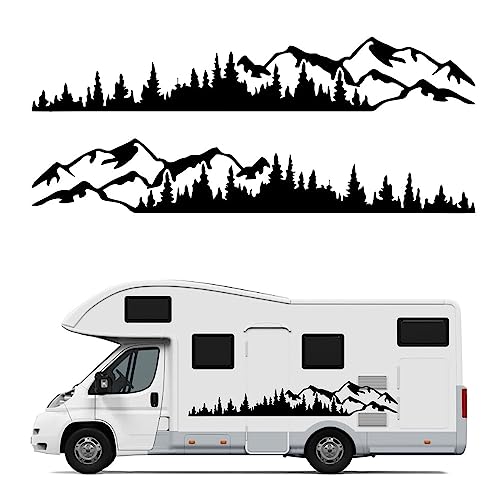 MOTOLIMO Vinyl Car Stickers Mountain Tree Forest Decor Vinyl Stickers Car Body Graphic Decals Decals for Car, SUV, RV, Caravan, Trailer (2 Pcs)