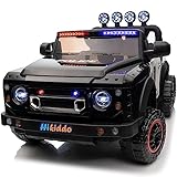 Hikiddo 24V Kids Ride on Police Car 2 Seater, Electric Ride on Toy Truck with Remote - Black