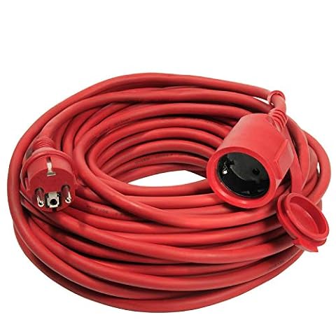 as - Schwabe 60264 Kabel Przedłużający Gumowy z Gumowym Kablem Zasilającym Do Użytku Na Zewnątrz, IP44, Czerwony