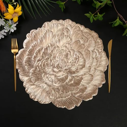 Image of Dakshya Industries PVC Waterproof Round Table Placemat & Table Runner Combo Set | 6 Round Table Mats (38 x 38 cm) + 1 Table Runner | Heat Resistant, Washable, Non Slip Dining Table Decor (Florenza)
