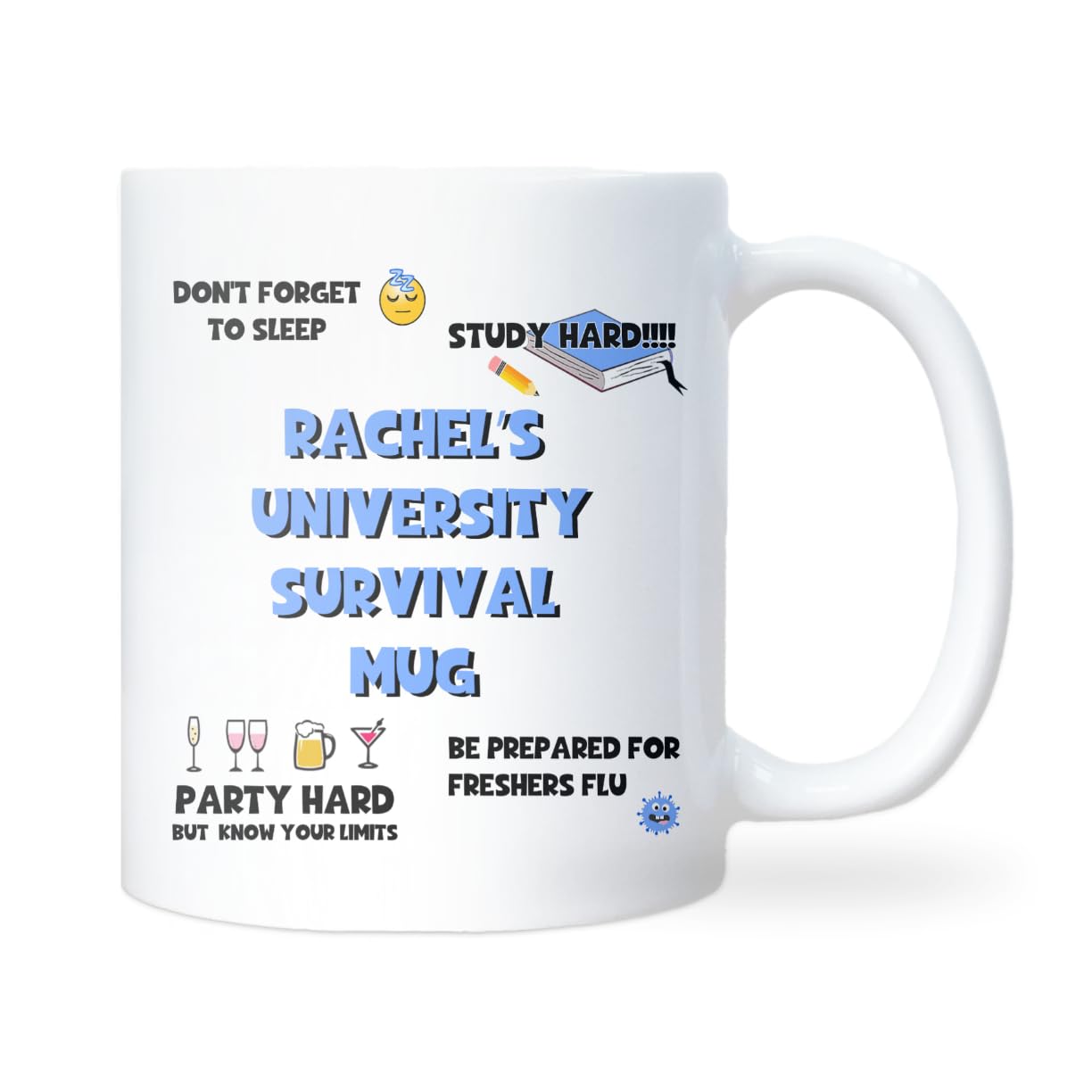 Confidently Quirky - Personalised University Survival Mug, Funny University Mug, Student Good Luck Gift, First Year At University, University Moving Out, Congrats A Level Results Day