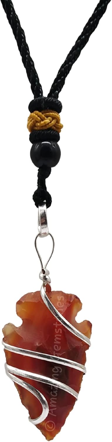 AmazingGemstone Carnelian Healing Crystal Necklace - Real Gemstone Pendant Gold Chain for Vitality, Creativity & Courage