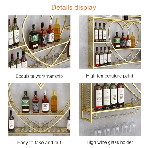 Soporte para botellas de vino de pared metálico Gold 100x15x80cm miniatura 6
