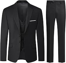 Allthemen Herren Anzug 3-teilig Slim Fit Einreihig Zwei Knöpfe Hochzeit Smoking Anzug Blazer Weste Hose