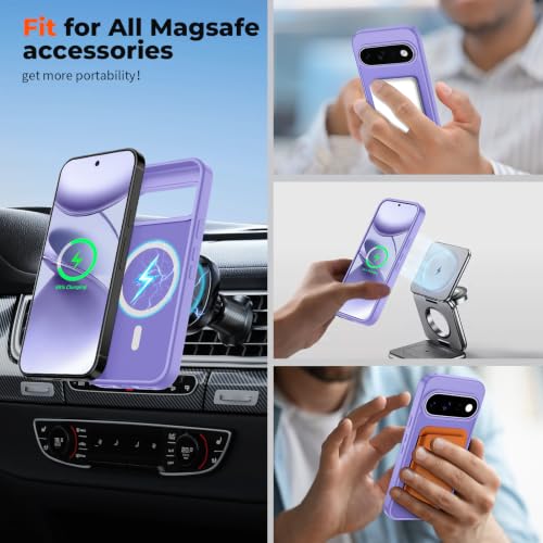 Image of SUPFINE Magnetic for Google Pixel 11 Pro XL Case - Purple | With Screen Protector,Translucent Matte,Built-in Magnets,Military Grade Drop Protection,Shockproof Phone Cover