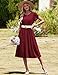 HOTOUCH Aline Dresses for Women Summer Tropical Dress Flowy Swing Flared Midi Dress Short Sleeve Tshirt Dresss Petite Dress X-Large Wine Red