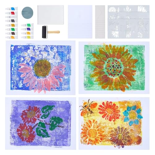 Placas de impresión en gel fáciles de usar y stencils de girasoles en PET