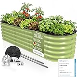 hofgarten 200x60x42 cm orto rialzato da esterno - letto da giardino 6-in-1 - cassone per aiuola in acciaio zincato con fondo aperto - inossidabile & durevole - kit fioriera per terrazzo (verde)