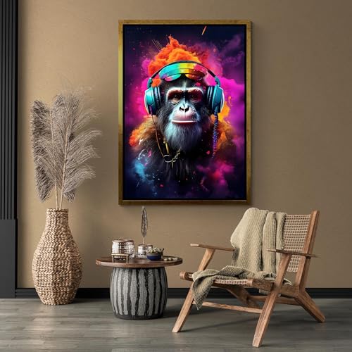 Cuadro de mono colorido: pintura estetica para un hogar alegre 2