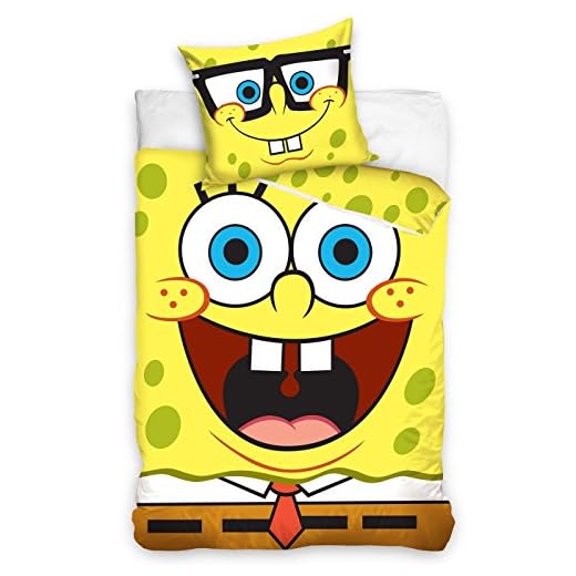 Juego funda de edredón y funda de almohada de Bob Esponja para cama individual