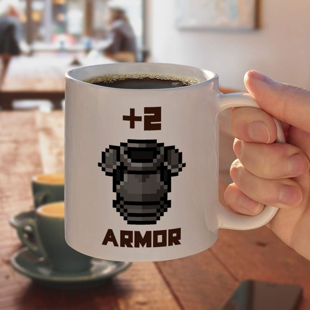 Amazon.com | 8-Bit Pixel Retro Plus Two Armor Gamer Game Ceramic Coffee Mug,  Novelty Gift Mugs for Coffee, Tea and Hot Drinks, 11oz, White: Coffee Cups  & Mugs