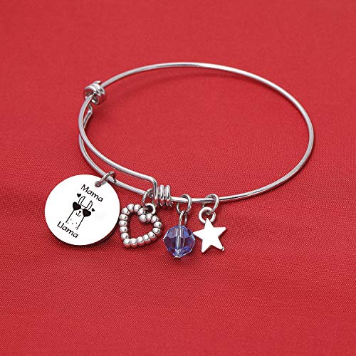 Image of De&ai Mama Llama Charm Bracelet, Animal Mama Llama Jewelry for Moms Grands Women Christmas Birthday Gift
