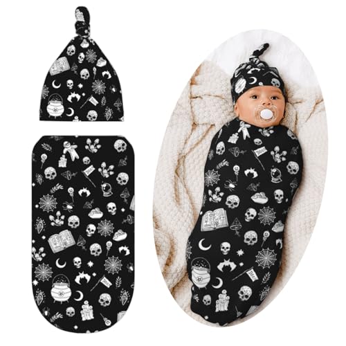 Image of Jarverce Goth Swaddle Blanket, Soft Swaddling Blanket Baby Clothes, Gothic Baby Stuff