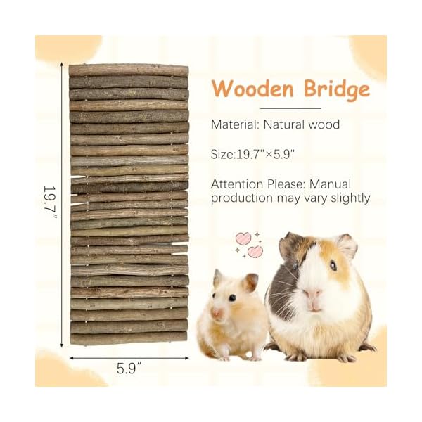 Hamiledyi Bunny Holzleiter Meerschweinchen DIY Spielzeug Nager Kauen & Klettern Brücke Chinchillas Käfig Tunnel/Versteck/Hütte/Rampe/Trennwand für Kleintiere Ratten Syrisch – Bild 3