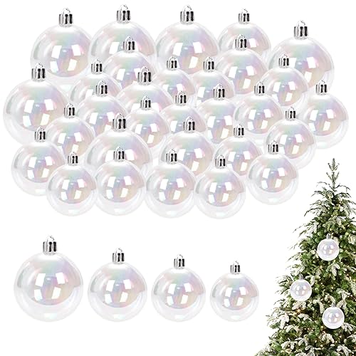 Boules de Noel incassables transparentes et blanches | Securite et eclat irise