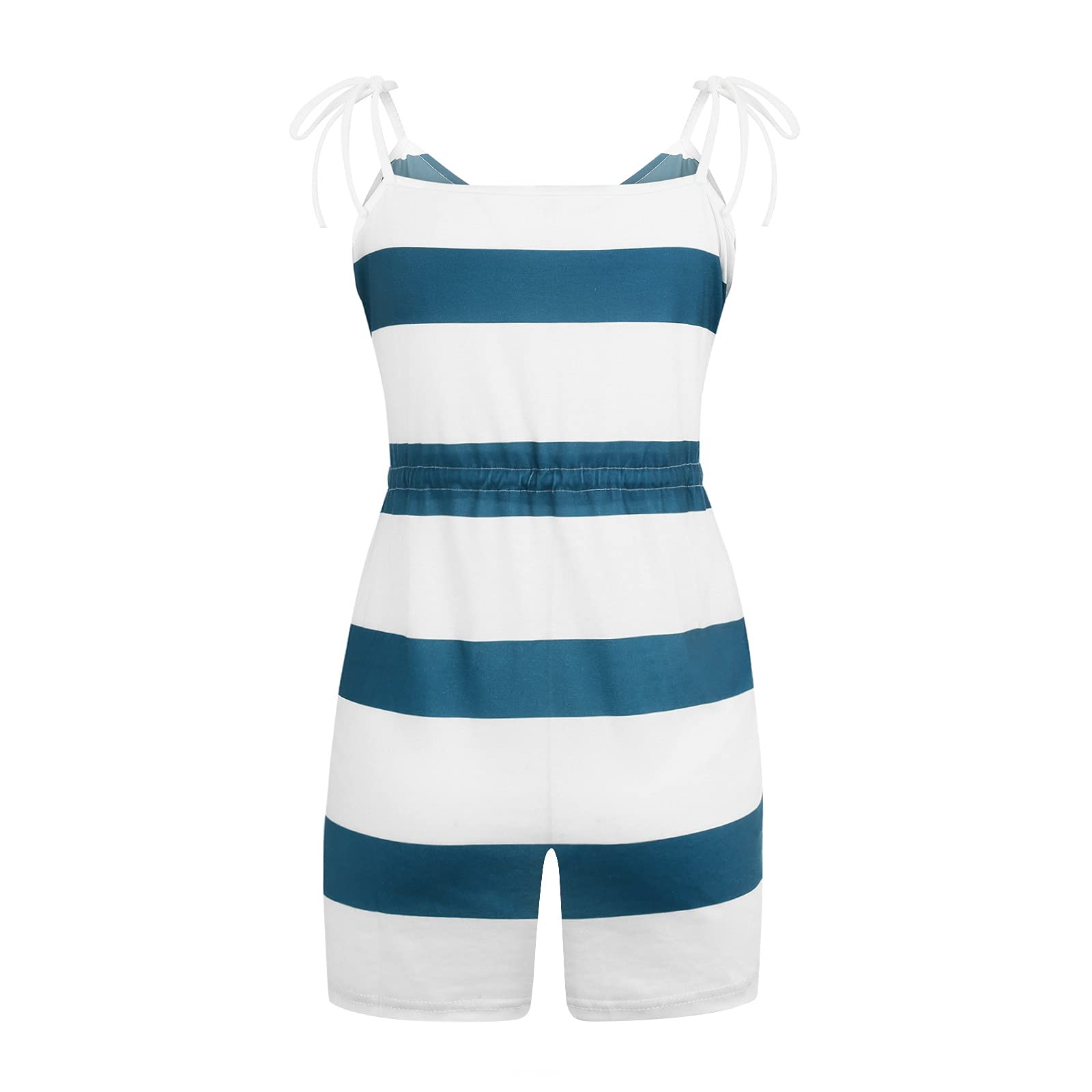 DeaAmyGline Träger Jumpsuit Damen Kurz, Gestreifte Overall Damen Sommer,Latzhose Damen Sexy Spaghetti V-Ausschnitt Jumpsuit-Kleid Romper Einteiler Shorts Hose Playsuit Hosenanzug Jumpsuits für Frauen