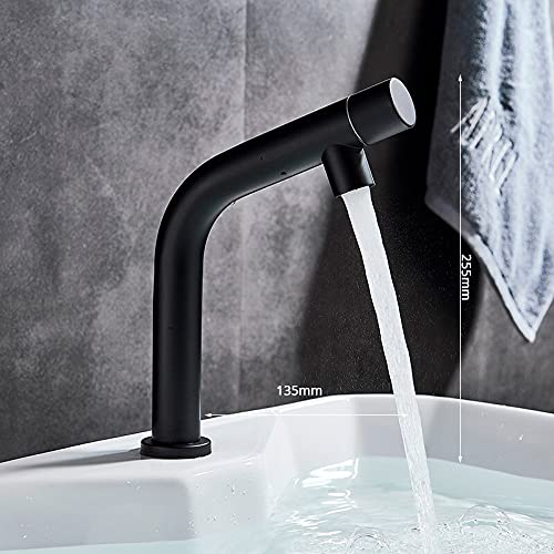 Grifo de lavabo negro mate monomando de latón para agua fría