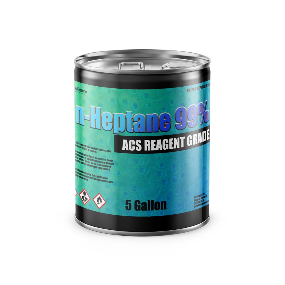 n-Heptane 99% ACS - 5 Gallon - Ideal for Organic Chemistry, Extraction and Laboratory Solvent Applications