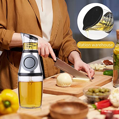 Superior Glass Oil and Vinegar Dispenser, Measuring Oil Pourer for Kitchen, Clear Glass Oil Bottle with Scale, 8.5 Oz - Thumbnail 6
