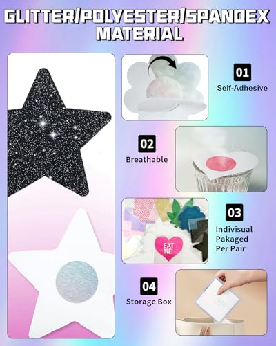 Image of CICKEE Pasties Rave Pack - 15 Pairs Nipple Covers Stickers - Disposable Sticky Breast Petals