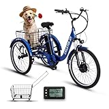 RegalRider Electric Tricycle for Adults, 7-Speed Electric Trike with 48V 624WH Removable Battery, 70Miles Long Lasting Range in PAS 1, 18.6Mph Max, 3 Wheel Electric Bike, Dual Disc, 24