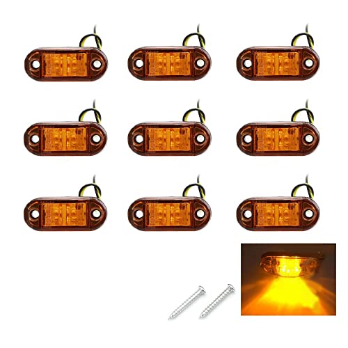 PolarLander 10PCS / Set 2 LED Auto Car Camión Remolque Caravana Lateral Marcador Luz Apagado Lámpara 12V 24V Color Amarillo Universal