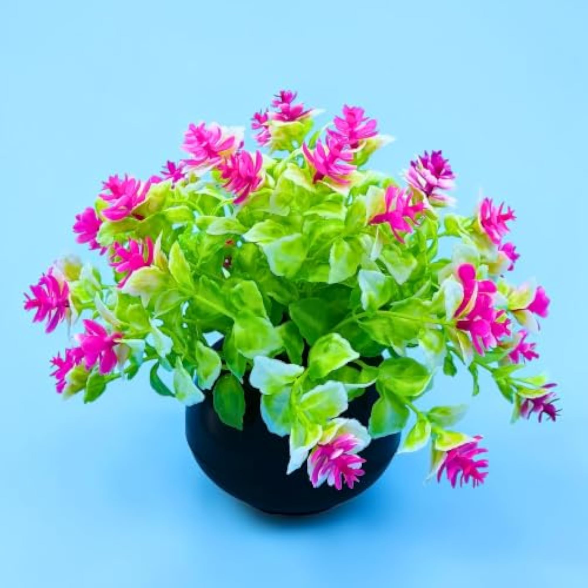 Artificial Flower Plants with Pot, Pack of 4, Multicolour
