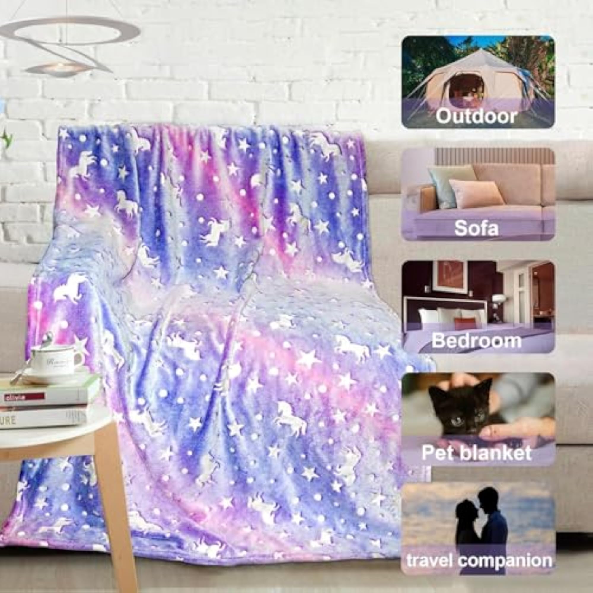 Glow in The Dark Blanket for Kids, Luminous Star Soft Fleece Throw