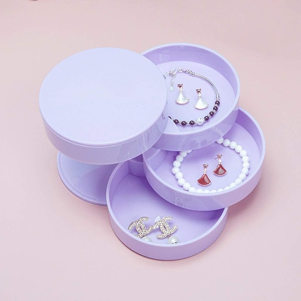 Jewelry Boxes 4-Layer Jewelry Box Small Jewelry Storage Box Earring Holder for Women 360° Rotating Travel Jewelry Tray Case with Lid,6 Colors Jewelry Organizer