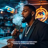 Luna Traditioneller Leder Shisha Schlauch mit Holz Mundstück, Tradi Shisha Schlauch mit Kunstleder, Hochwertiger Shisha Schlauch Traditionell für 18/8 Schliff - 1,8m (Dunkelgrün) – Ansicht 6