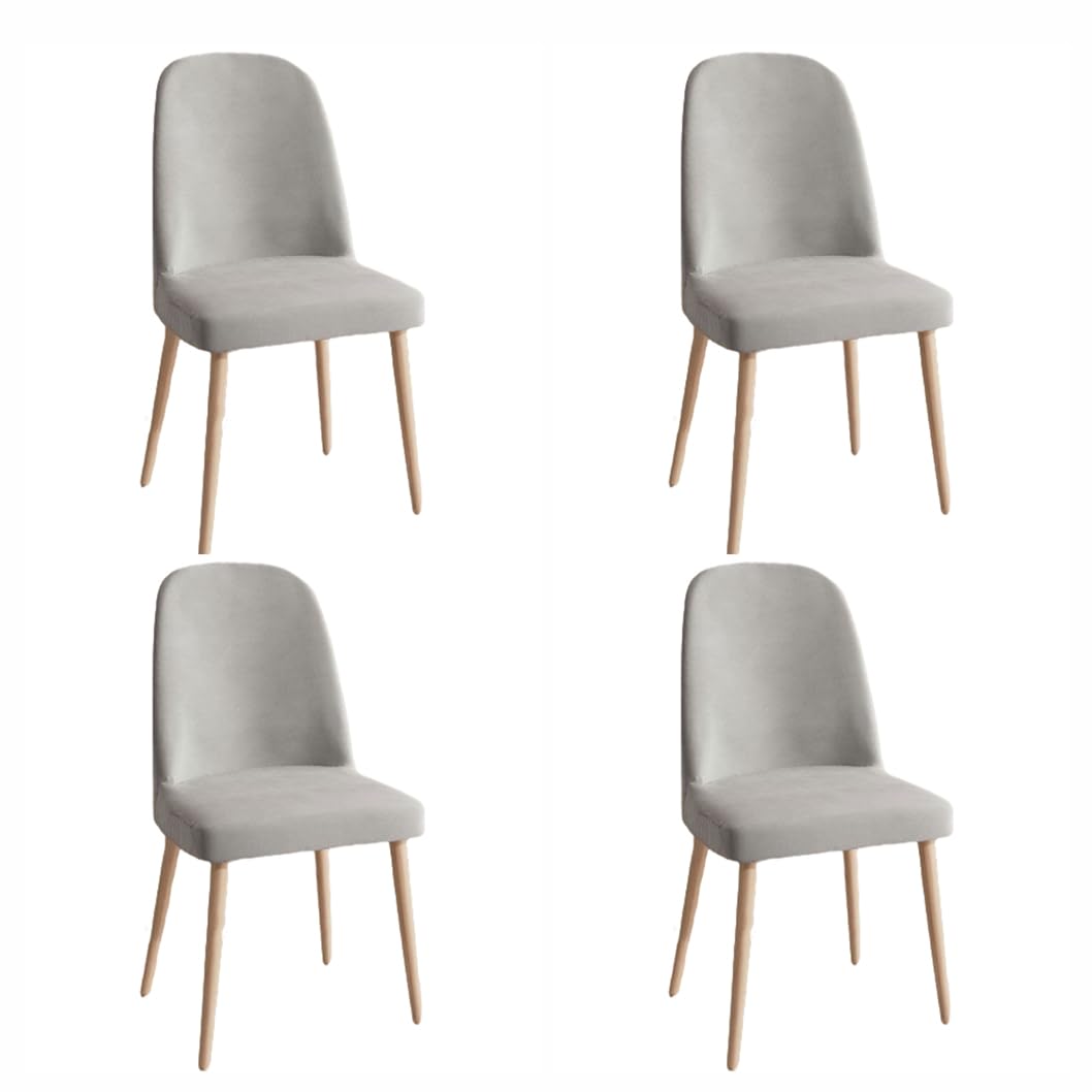 Housse de chaise élégante grise au design incurvé et épuré lot de 4