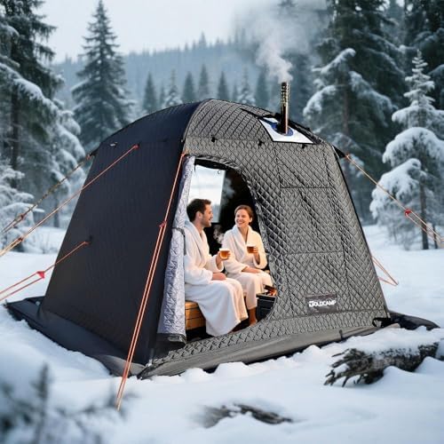 GOLDCAMP 3-4 Person Portable Steam Sauna Tent, Outdoor SPA Camping Detox Relaxation Quilted Box with Heat Retention Design, 86.6
