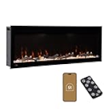 Aerus 50 Inch Smart Linear Electric Fireplace | Recessed in-Wall or Wall-Mount | LED Multiple Flame Colors | Alexa/WiFi Enabled | 5.75” Profile | Remote Included